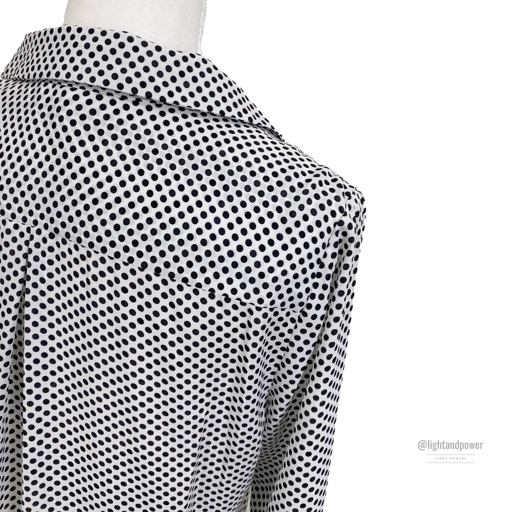 Como Vintage Black White Polk Dot Tunic Blouse S  - Picture 6 of 12